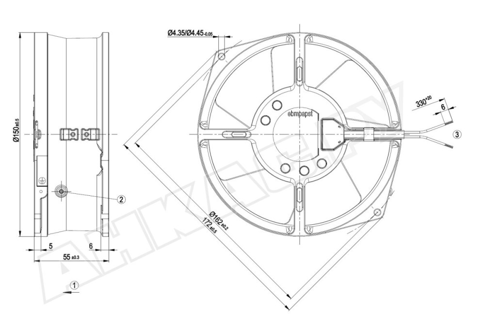Вентилятор осевой промышленный Ebmpapst, W2S130-AA03-01