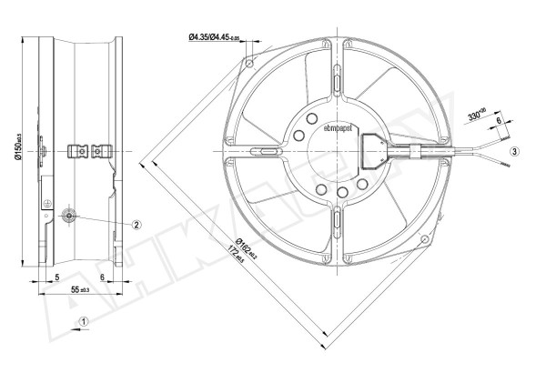 Вентилятор осевой промышленный Ebmpapst, W2S130-AA03-01