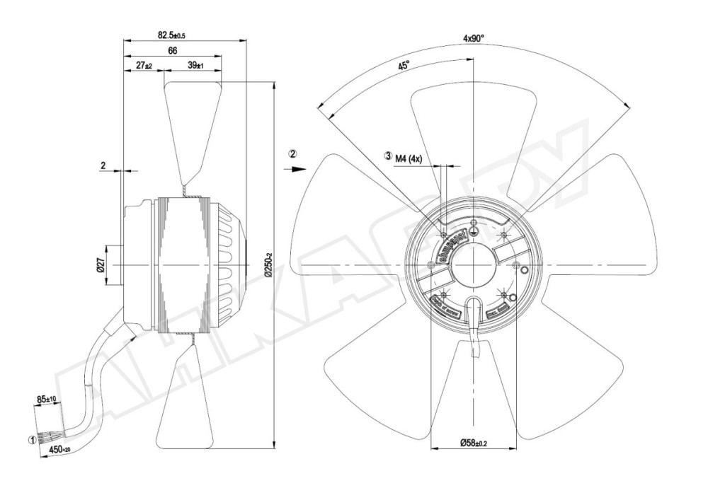 Вентилятор осевой промышленный Ebmpapst A2E250AE6502