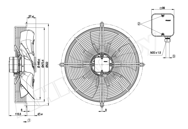 Вентилятор осевой промышленный Ebmpapst S6E450AU0401