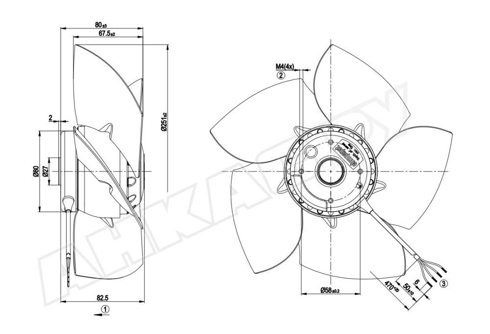 Вентилятор осевой промышленный Ebmpapst A2D250AD2605