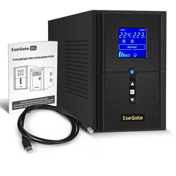 ИБП ExeGate SineTower SN-1000.LCD.AVR.2SH.1C13.USB