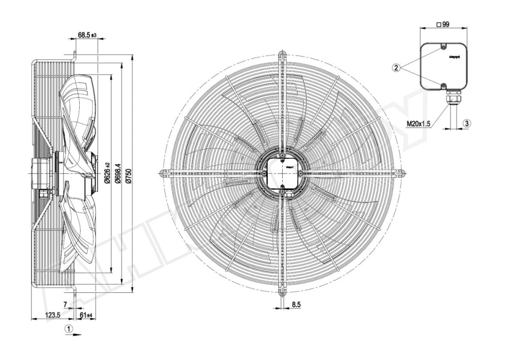 Вентилятор осевой промышленный Ebmpapst S8D630AN0504