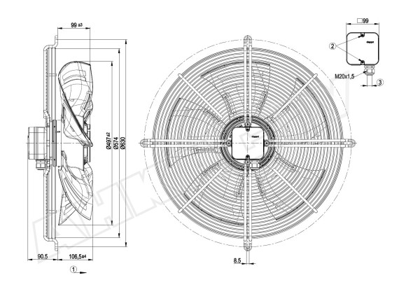 Вентилятор осевой промышленный Ebmpapst S4E500BJ0102