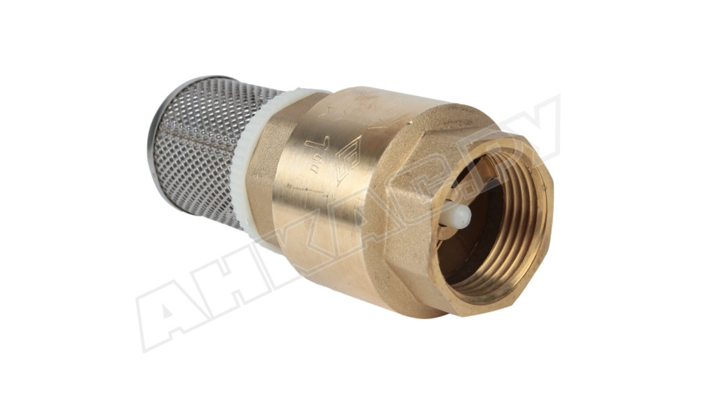 Клапан обратный приемный с сеткой 1 дюйм, латунь Pressol, 19890