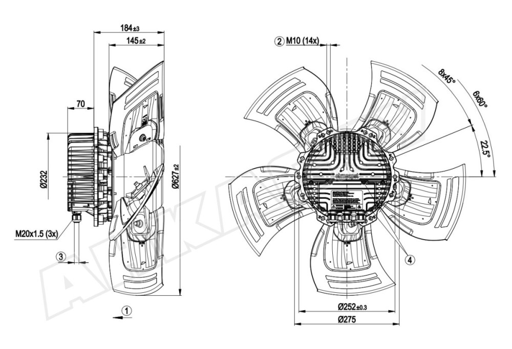 Вентилятор осевой промышленный Ebmpapst A3G630AU2301