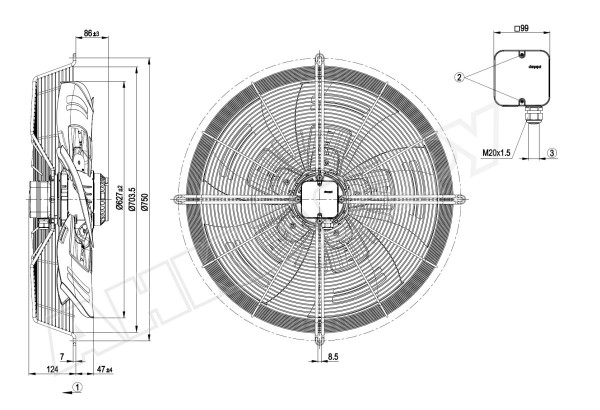 Вентилятор осевой промышленный Ebmpapst S8D630AO0901