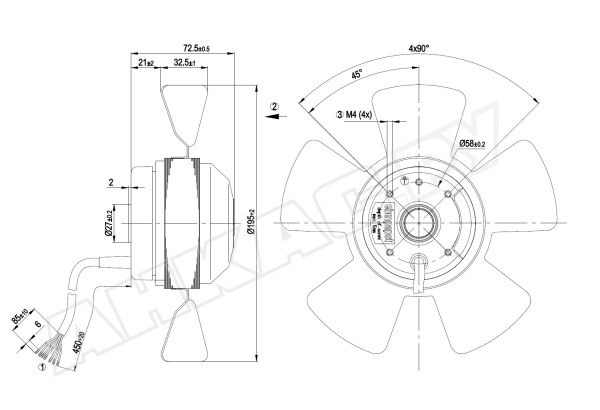 Вентилятор осевой промышленный Ebmpapst A2D200AA0201