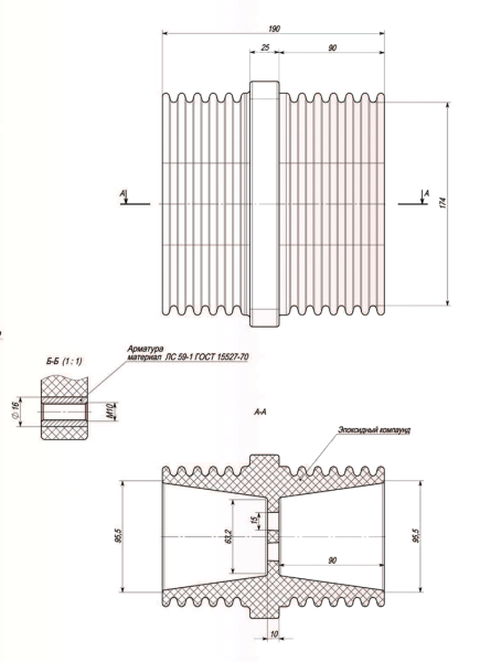 Таблица исполнений изоляторов проходных ИПЭЛ 10-077-ХХ