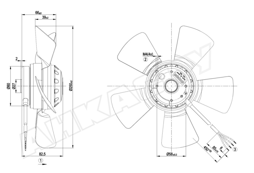 Вентилятор осевой промышленный Ebmpapst A2D250AA2651