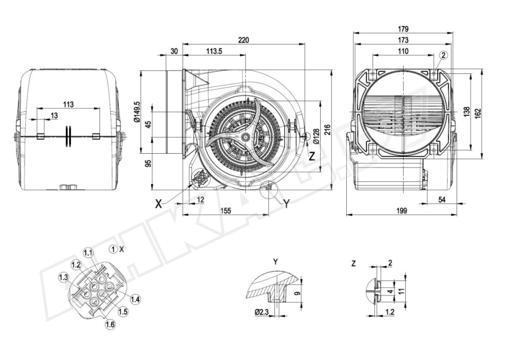 Центробежный вентилятор Ebmpapst D2E146HS9744