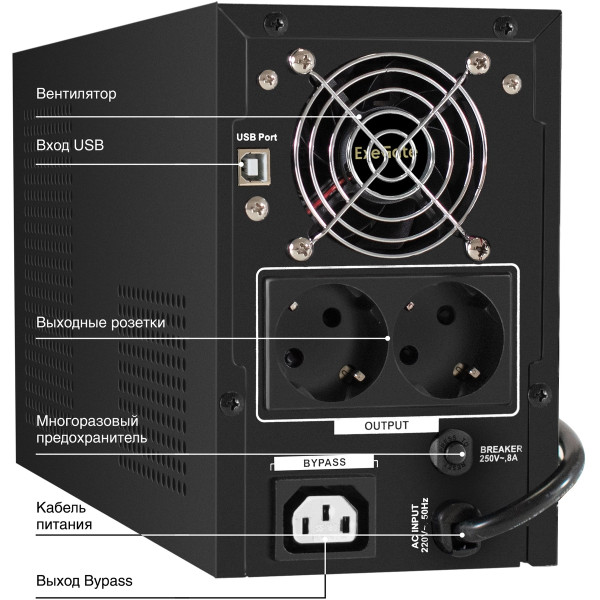 ИБП ExeGate SineTower SN-1000.LCD.AVR.2SH.1C13.USB