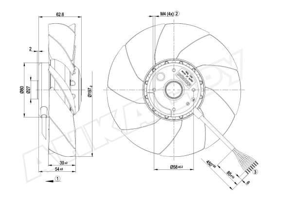 Вентилятор осевой промышленный Ebmpapst A2D200AH1801