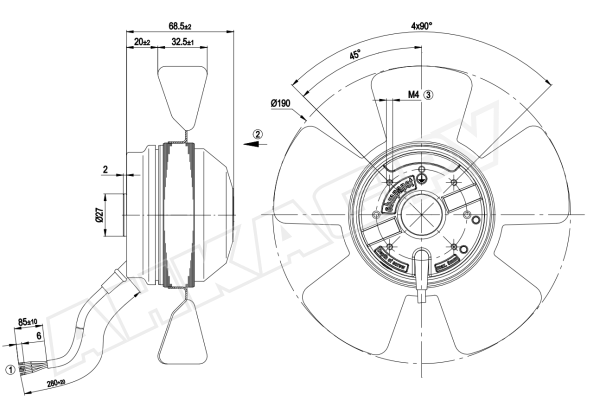 Вентилятор осевой промышленный Ebmpapst A2E200AF0515