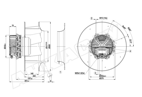 Центробежный вентилятор Ebmpapst R3G450AQ2401