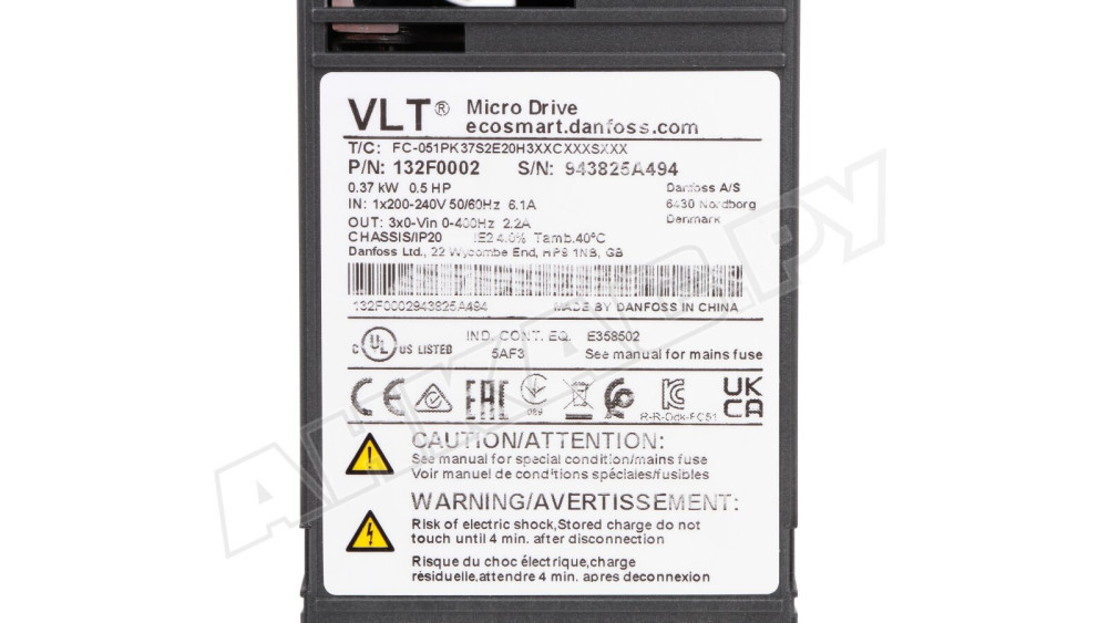 Преобразователь частоты Danfoss VLT Micro Drive FC-051PK37S2E20H3XXCXXXSXXX