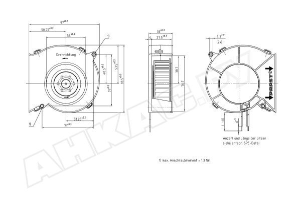 Центробежный вентилятор Ebmpapst RL 65-21/12/2 HP