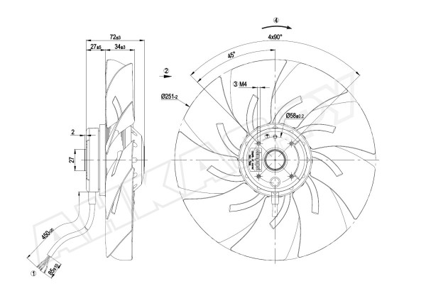Вентилятор осевой промышленный Ebmpapst A2E250AM0601