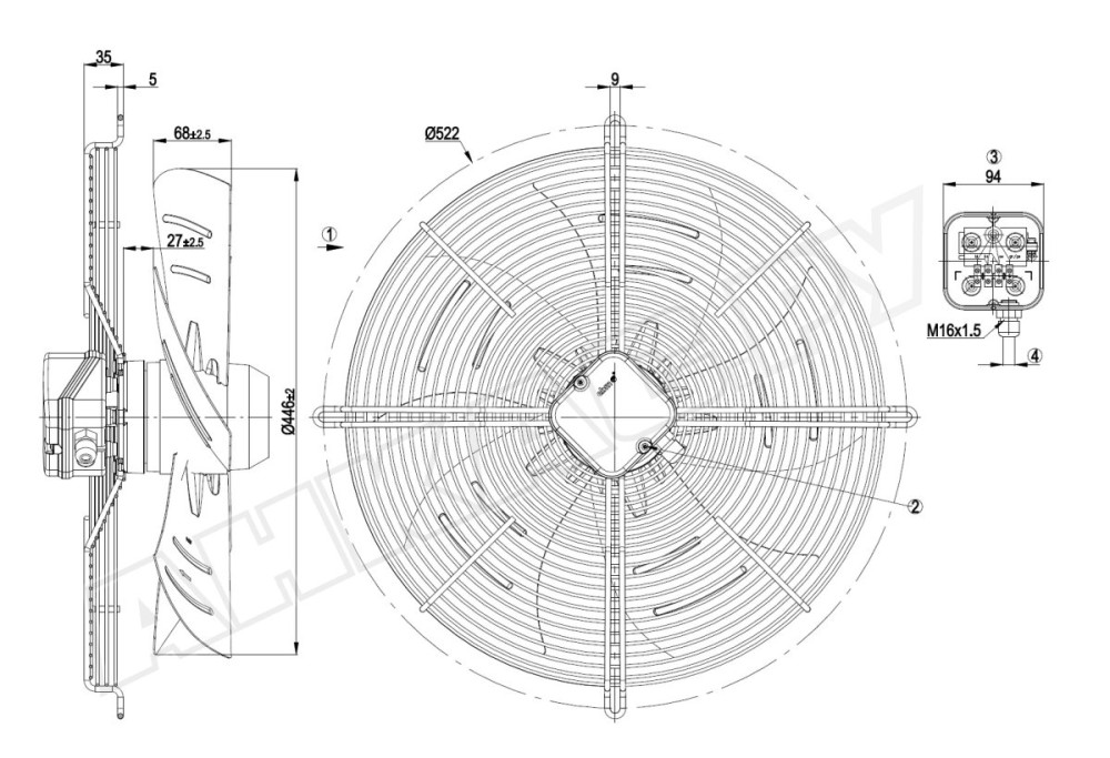 Вентилятор осевой промышленный Ebmpapst S4E450BP0110