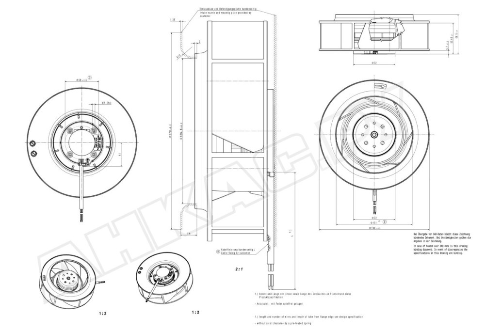 Центробежный вентилятор Ebmpapst RER 190-45/18/2 TDP