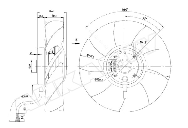 Вентилятор осевой промышленный Ebmpapst A2D200AI1801
