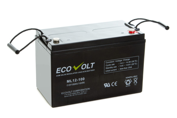 АКБ Ecovolt ML 12-100, емкость: 100 Ач