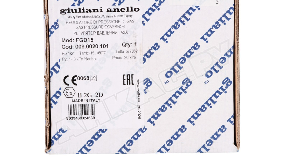 Регулятор давления газа Giuliani Anello FGD15