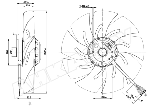 Вентилятор осевой промышленный Ebmpapst A2D250AI0201