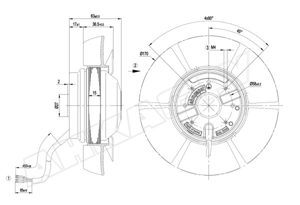 Вентилятор осевой промышленный Ebmpapst A2E170AF2302