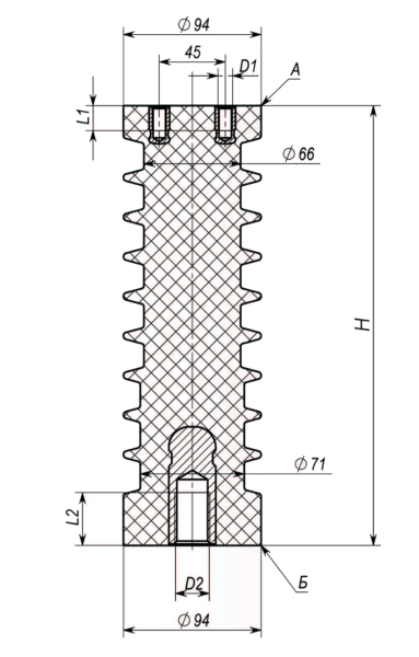 Полимерный изолятор опорный 27/35, 35 кВ УХЛ2 и У3