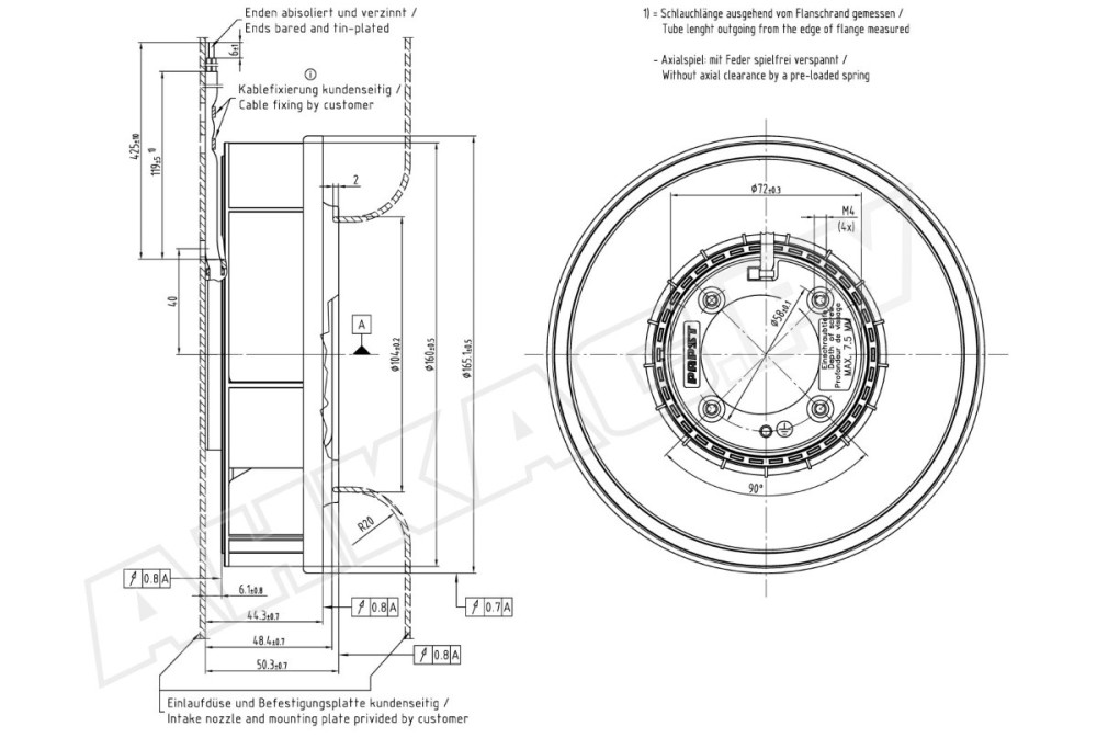 Центробежный вентилятор Ebmpapst RER 160-28/18 NTDI