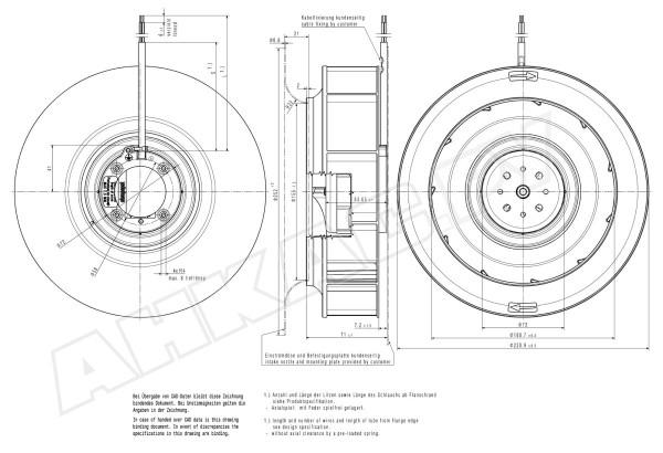 Центробежный вентилятор Ebmpapst RER 220-44/18/2TDP