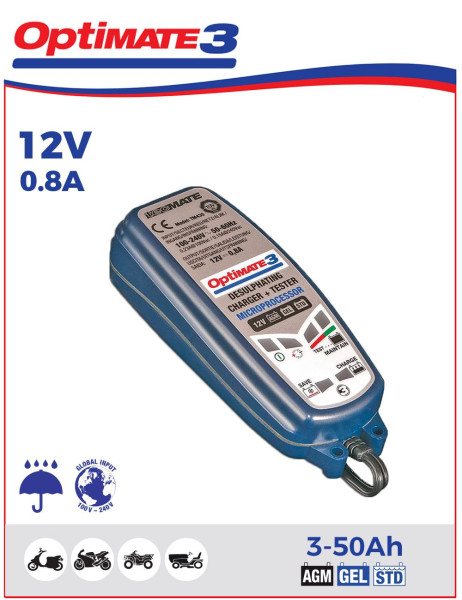 Зарядное устройство OptiMate 3 (1x0,8A, 12V), TM430