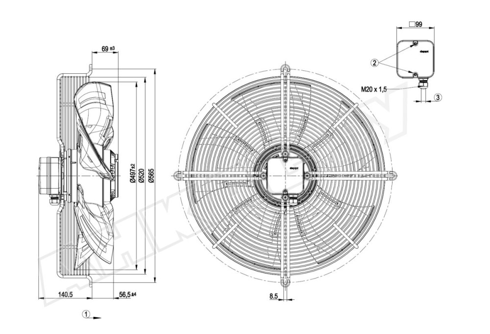Вентилятор осевой промышленный Ebmpapst S4E500AM0302