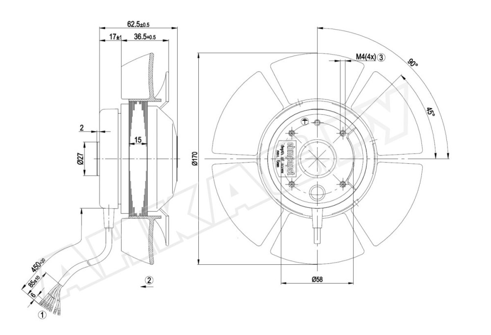 Вентилятор осевой промышленный Ebmpapst A2D170AA0401