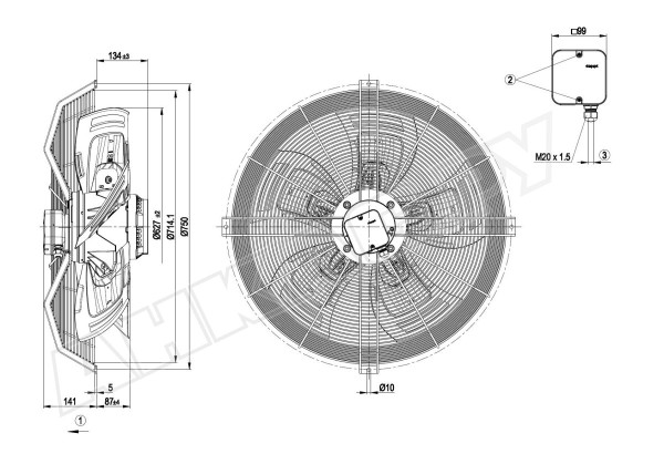 Вентилятор осевой промышленный Ebmpapst S6E450BP0807