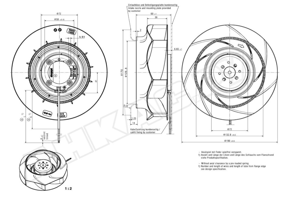 Центробежный вентилятор Ebmpapst RER 190-39/18/2 TDMLO