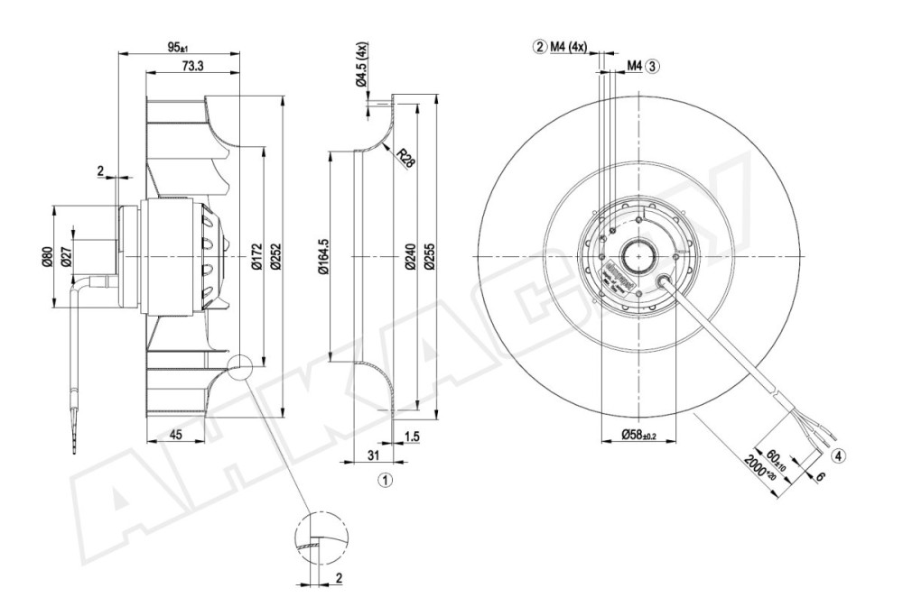 Центробежный вентилятор Ebmpapst R2E250-AI26-23
