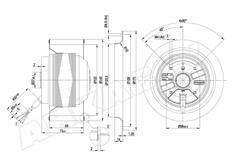 Центробежный вентилятор Ebmpapst R2E140AI2805