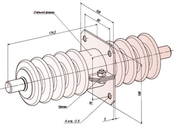 Полимерный изолятор проходной 10 кВ ИПЭЛ 10-2,5-002-00 УХЛ2