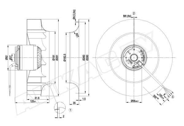 Центробежный вентилятор Ebmpapst, R2E280-AE52-31